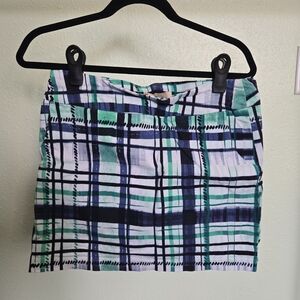 Stylish Plaid Women's Skort in Green and Blue